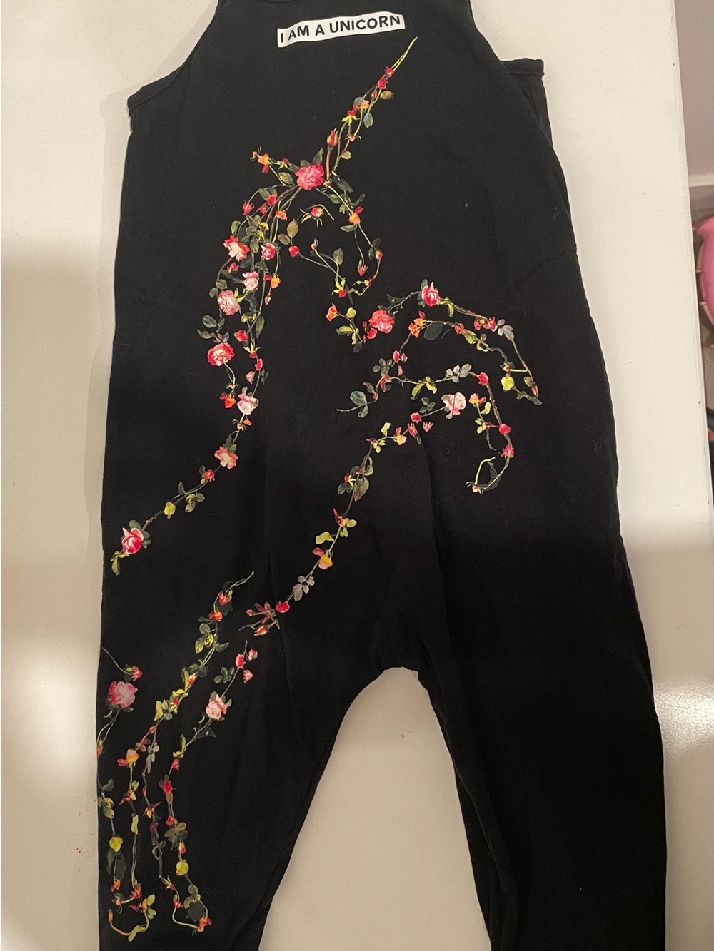 Burberry Black Floral Unicorn Kids Romper